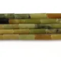Imperial Jasper Tube Loose Beads 4x13mm Green Brown Jewelry Making DIY Craft Accessory - 8