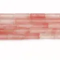 Pink tubular gemstone beads for jewelry making, 4x13mm loose beads for DIY bracelets. - 17