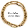 Gold hematite stone beads 4x6mm approx 62pcs DIY semi finished bracelet jewelry making accessory - Hexagonal Tube Beads