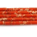 Red imperial jasper cylindrical tube loose beads 4x13mm for DIY jewelry making bracelets. - 22