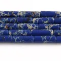 Blue Imperial Jasper Tube Beads 4x13mm Loose Gemstone Beads for Jewelry Making DIY Bracelet - 23