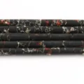 Black red matrix jasper imperial stone round tube loose beads 4x13mm for DIY bracelet making - 24