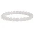 White frosted weathered agate beaded bracelet, 8mm cracked stone jewelry for gift - White
