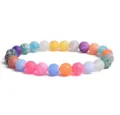 Colorful frosted weathered agate stone bead bracelet detail showing unique cracked texture beads. - Multicolor