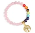 Exquisite tree of life pendant chakra gemstone bracelet with colorful beads for daily wear. - Style 9