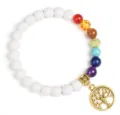 8mm gemstone chakra beaded bracelet with gold tree of life pendant for women daily wear. - Style 17
