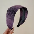 Elegant retro wide knitted headband featuring a mottled purple gradient pattern for women - Purple