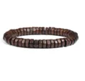 Close-up view of the dark brown wooden spacer bead bracelet, highlighting natural wood texture. - No.36