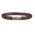 Close-up detail of wooden spacer beads and natural stone bracelet, smooth texture and natural design. - No.34