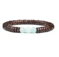 Handmade wooden disc spacer bracelet with light green center stone beads for daily wear gift - No.33