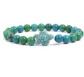 Blue green stone beaded bracelet with cute turtle charm fashion jewelry accessory for women - Teal