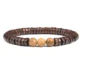 Detailed view of wooden and natural stone beaded bracelet, perfect for daily wear gifts. - No. 21