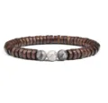 Close-up detail view of the wooden spacer beads and natural stone elements bracelet. - No.20