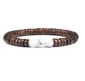 Wood disc and white stone beaded bracelet natural style unisex fashion jewelry gift - No. 15