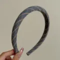 Serre-tête rembourré rétro en jean bleu à rayures pour femme accessoire de cheveux élégant - Style Rayé Gris Étroit (1cm)