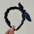 Stylish blue denim and polka dot knotted headband featuring a cute bunny ears bow design - Polka Dot Bow With Hair Clips / Black