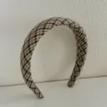 Serre-tête rétro à carreaux avec effet de crâne haut pour un coiffage élégant et polyvalent - Style Beige Sommet Cranial Haut