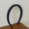 Serre-tête vintage à carreaux bleu foncé avec revêtement en tissu élégant pour femme - Style Étroit Plaid Bleu Foncé
