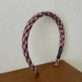 Serre-tête vintage à carreaux rouges et blancs avec détail étiquette faite main - Style Étroit Plaid Rouge