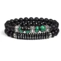 Set of 2 pcs 8mm tiger eye stone faceted hematite rhinestone spacer beaded bracelet detail - Style 4