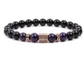 Close-up detail of beaded bracelet with purple tiger eye and micro-paved cubic spacer. - 8mm (Approx 20cm) / Purple Tiger Eye (13)