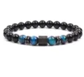 8mm beaded bracelet with micro pave spacer and blue tiger eye stones for men and women. - 8mm (Approx 20cm) / Blue Tiger Eye (23)