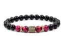 Beaded bracelet with black and red tiger eye stones and gold paved square centerpiece. - 8mm (Approx 20cm) / Purple Tiger Eye (5)