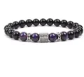 Men Women Beaded Bracelet 8mm Black Stone Purple Tiger Eye Micro Pave Cubic Zirconia Spacer - 8mm (Approx 20cm) / Purple Tiger Eye (14)