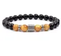 8mm Yellow Tiger Eye Bead Bracelet with Paved Micro Set Spacer for Men and Women - 8mm (Approx 20cm) / Yellow Tiger Eye (18)