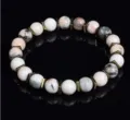 Bracelet en pierres précieuses avec perles d espacement mode yoga bijoux vue principale - Gris rosé