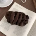 Elegant dark brown ruffed fabric banana hair clip accessory for autumn and winter - 3D Flower Ruffle Style / Brown