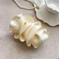 Elegant cream satin pleated bubble flower banana hair clip for stylish ponytail styling - Cream