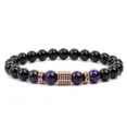Detailed view of fashionable beaded bracelet with purple tiger eye and pave cubic zirconia. - Purple Tiger's Eye (8)