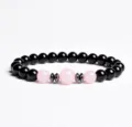 Black and pink crystal beaded bracelet detail, exquisite gemstone jewelry gift for women. - Finished Bracelet Elastic approx 20cm / Rose Quartz