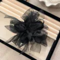 Elegante zwarte mesh scrunchie met sprankelende strass-strik voor chique haarstijlen - Zwart