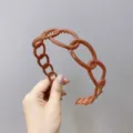 Elegant caramel-colored plastic chain-link headband with non-slip teeth for women - Brick Red