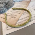 Elegant minimalist moss green velvet pleated thin headband hair accessory with vintage texture - Flat Style / Turquoise Green