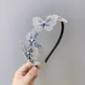 Diadema bordada con mariposas y perlas para elegantes peinados de estilo de hada - Gris Perla