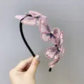 Diadema con mariposas bordadas rosas y detalles de diamantes de imitación - Rosa (Decoración de Strass)
