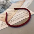 Minimalist thin velvet headband in rich burgundy for women elegant hair accessory - Flat Style / Burgundy