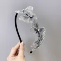 Diadema de mariposa estilo hada con bordado azul y pedrería en banda fina - Gris (Decoración de Strass)
