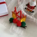Fermagli per capelli corna di renna festivi con pompon colorati per Natale. - Decorazione Palla Rotonda Paio / Rosso