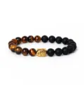 8mm Buddha Kopf Tigerauge Lavastein Perlen Armband Herren Modeschmuck Grosshandel - Gelbes Tigerauge Lavastein