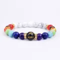 Bracelet de perles en pierres multicolores avec perle mantra et anneaux intercalaires. - Style 2