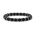 Exquisites 8mm schwarzes Achat Perlen Armband mit funkelnden Strass Abstandshaltern. - Schwarz