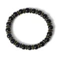 Schwarzes Achat Perlenarmband mit glänzenden Strass Abstandshaltern, 8mm Yoga Schmuck. - Schwarz