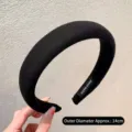 Classic black padded fabric headband for high skull top effect with 14cm outer diameter - Black