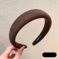 Classic solid brown padded headband with high top design, outer diameter approx 14cm - Dark Coffee