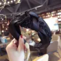 Diadema elegante de tela negra anudada con tiras de diamantes de imitación - Negro