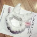 Soft white plush headband with cute pink ears and wings for makeup and skin care - White